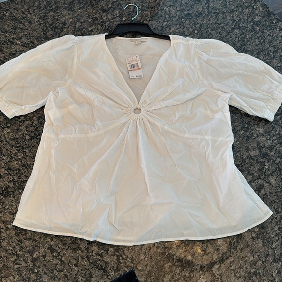 Michael Kors white keyholes blouse NWT 2X - Picture 2 of 10